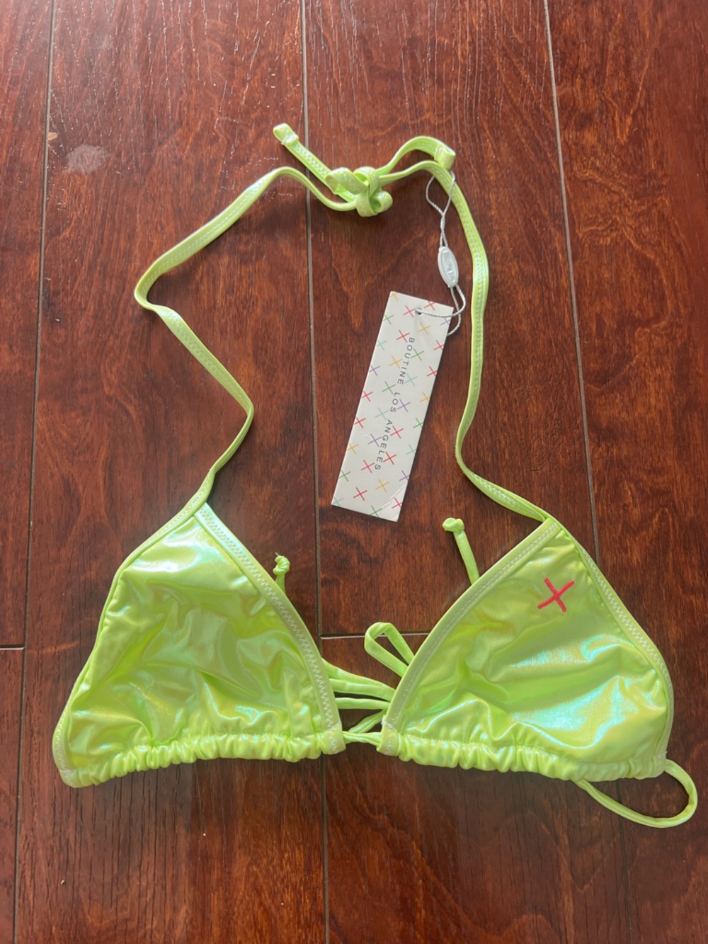NWT Boutine LA Bikini Top in Metallic Neon Yellow Size Medium